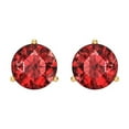 thumbnail image 3 of 4 ct Screw-Back Stud Earrings for Women | 8.0mm Round Cut Natural Garnet | 18K Yellow Gold, 3 of 5