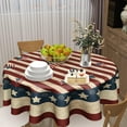 thumbnail image 2 of American Flag Tablecloth Round 60 Inch 4th of July Memorial Day Patriotic Table Cloth Wrinkle Resistant Rustic USA Independence Day Table Cover Decorative for Home Kitchen Dining Indoor Party Picnic, 2 of 6