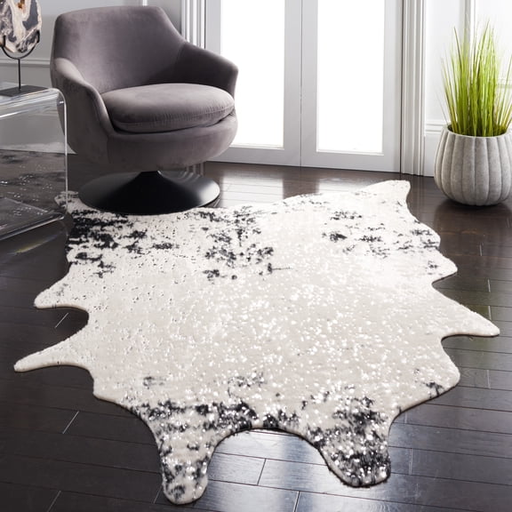 Safavieh Faux Cow Hide Dalia Novelty Area Rug, Beige/Black, 4' x 5'