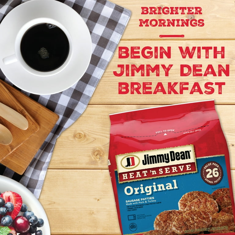 Jimmy Dean Heat 'N Serve Original Pork Breakfast Sausage Patties, 26 Count (Frozen)