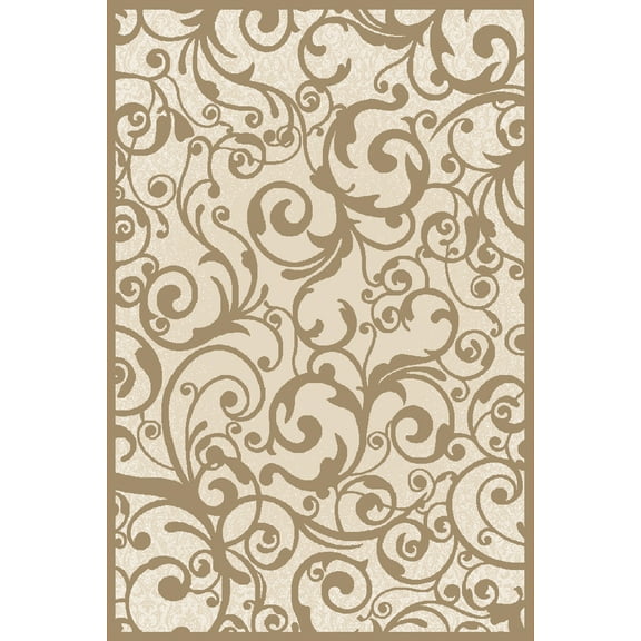 Vitaly Milfred Area Rug 1845 Ivory Swirls Curls 5' 3" x 7' 3" Rectangle