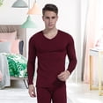 thumbnail image 3 of 2 Pcs/Set Winter Men Thermal Underwear Set V Neck Plush Lined Seamless Long Sleeve Warm Slim Fit High Elastic Cold Weather Pajamas Set Homewear Sleepwear Clothing, 3 of 7