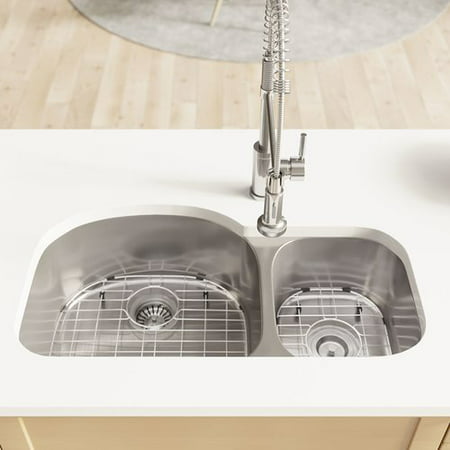 Ren Stainless Steel 32 L X 18 W Double Basin Undermount Kitchen Sink With Cutting Board Grid Basket And Standard Strainer