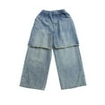 thumbnail image 2 of Toddler Girls' Jeans Elastic High Waist Wide Leg Baggy Pants Teen Clothing Girls' Fashion, 2 of 8
