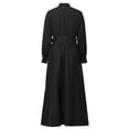thumbnail image 2 of Afinprain Women's Clergy Dress Long Sleeve A-Line Maxi Dress with Belt and Tab Collar, 2 of 8