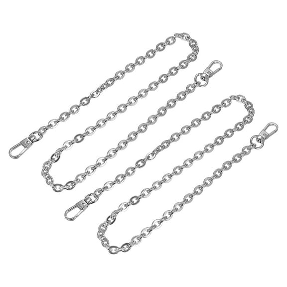 Uxcell 24"x0.24" Purse Chain Strap, 2Pack Purse Handle Shoulder Bag Replacement Strap(Silver)