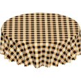 thumbnail image 1 of Round Tablecloth with Wave Lace 60 Inch, Autumn Gold Gingham Round Tablecloths Wipeable Washable Tabletop Covers Farmhouse Tablecloth for Kitchen Dinning Tabletop Outdoor, 1 of 8
