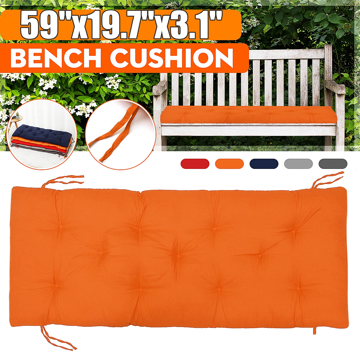 Indoor / Outdoor Patio Bench Cushion Soft Thicken Seat Pads Cushion