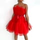 thumbnail image 1 of Vestido de tul para mujer, vestido corto sin mangas, vestido de fiesta sin tirantes de princesa de malla sólida_x, 1 of 2