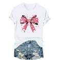 thumbnail image 3 of Odbmxy Womens Shirts Valentines Short Sleeve Women's Tops Loose White Bow Print Soft Festivals Casual Shirts, 3 of 6