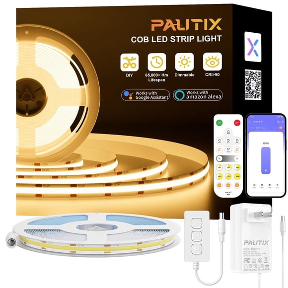 Tira de Luz LED PAUTIX Blanco Cálido Super Brillante 10 m Regulable Compatible con Alexa y Google As