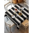 thumbnail image 6 of Black Beige Striped Table Cloth, Vintage Geometric Line Simple Waterproof Tablecloth for Square Tables, Reusable Washable Fabric Table Cover for Restaurant Kitchen Dining Tables 54"x54", 6 of 6
