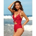 thumbnail image 5 of Charmo Womens Ruffle One Piece Swimsuits Cutout High Cut Bathing Monokini, 5 of 6