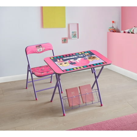 Lol Surprise Activity Metal Collapsible Desk And Chair Set  Pink  25  x 20  x 15.25