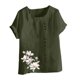 thumbnail image 4 of Vestidos Casuales Para Mujer, Blusas De Mujer De Moda Blusa informal de lino con cuello redondo, manga corta y botones para mujer, 4 of 4
