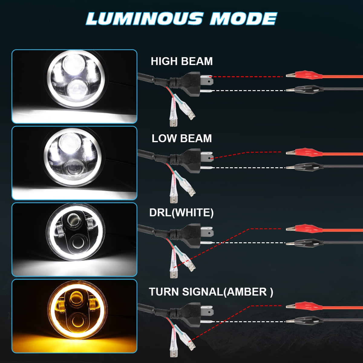 5.75" (5-3/4") LED Headlights with Hi/Lo Beam & Angle Eyes - Fit Chevy Impala/El Camino,4X
