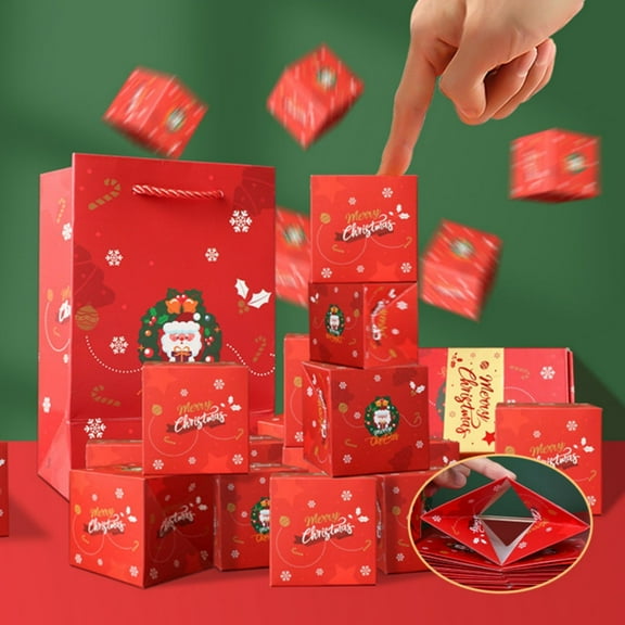 WYBXZ Surprise Gift Box Explosion for Money, 2024 Newly Merry Christmas Surprise Gift Boxes, Folding -Up Explosion Gift Box, Christmas Boxes Explosion Gift Box for Money and Birthday (15 Boxes Red)