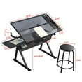 thumbnail image 2 of Waful Height Adjustable Drafting Draft Drawing Art Table Art Craft Artists Desk Tilting Glass Tabletop Paintings Work Station Artist Table -2 Storage Drawer for Reading, Writing Art Craft Work Station, 2 of 5