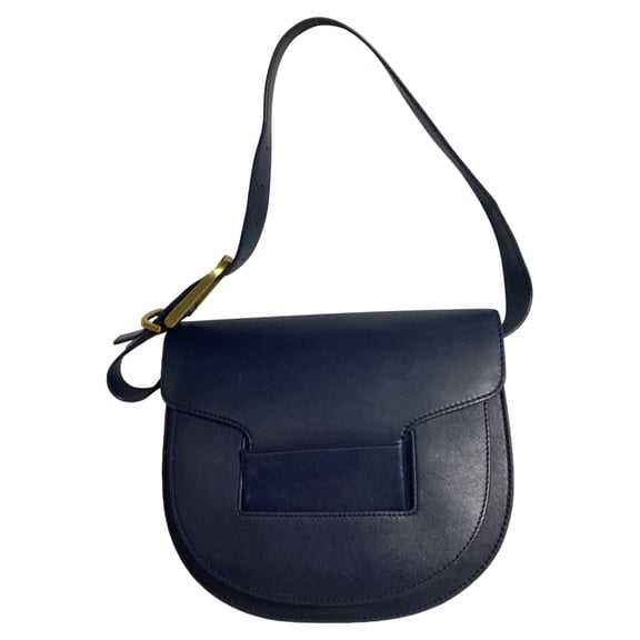 Pre-Owned Tory Burch Flap Top Shoulder Bag in Navy Blue Leather