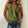 thumbnail image 2 of aohooy Wrap Tops for Women Side Tie Gauze Tank Top Summer V Neck Sleeveless Plus Size Shirt Casual Vacation Loose Fit Blouse 2026 Army Green,XXL, 2 of 6