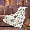 thumbnail image 6 of Christmas Botanical Holly Golden Baubles, Festive Holiday Scene, Warm Flannel Blanket for Living Room and Reading Nook, Art Lovers Christmas Gift, Festive Home Decor, 6 of 9