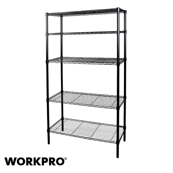 WorkPro 5-Tier Black Wire Shelving