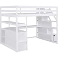 thumbnail image 6 of Full Size Stairway Loft Bed High Study Loft Bed w/Desk,Drawers &Shelves for Teen Adult,Multi-functional Dorm Bed Wooden Bedframe w/Cubbies &Storage Staircase for Bedrooom, No Box Spring Needed (White), 6 of 18