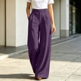 thumbnail image 6 of Miluxas Women's High Rise Wide Leg Trousers Pleated Front Business Casual Loose Straight Pants with Pockets Dress Pants for office Commute Wear Purple, 6 of 7