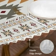 thumbnail image 4 of Vintage Southwest Round Fitted Table Cover Orange Boho Geometric Tribal Style Waterproof Table Cloth with Elastic Edge Wipeable Tablecloth for Picnic Camping Party Fits 55"-60" Diameter, 4 of 8