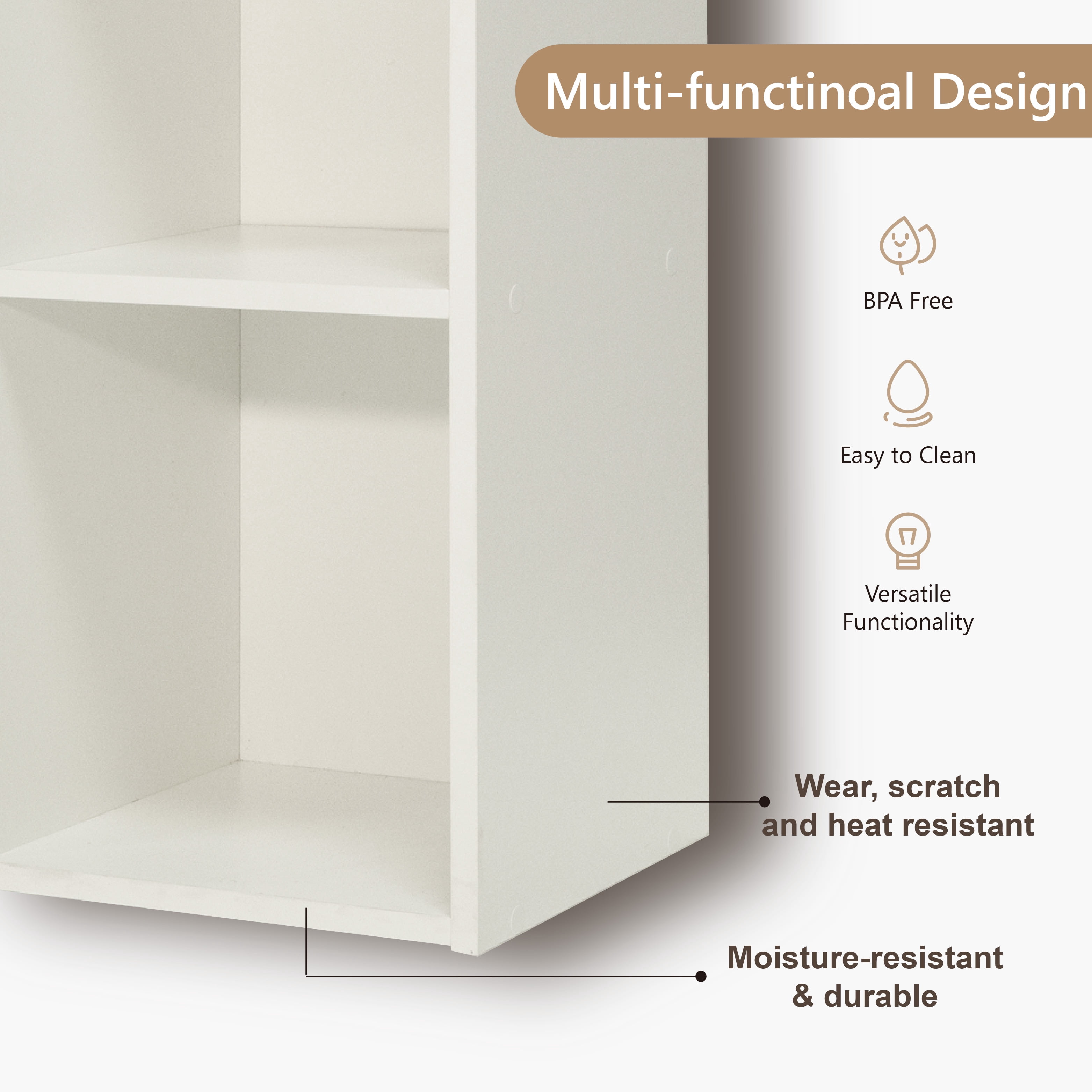 Mifurn 3-Tier Bookshelf Open Shelf Bookcase, White