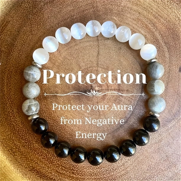 Pulsera de piedra blanca, negra y ojo. Joya con piedras preciosas que garantiza una joya duradera y llamativa.
