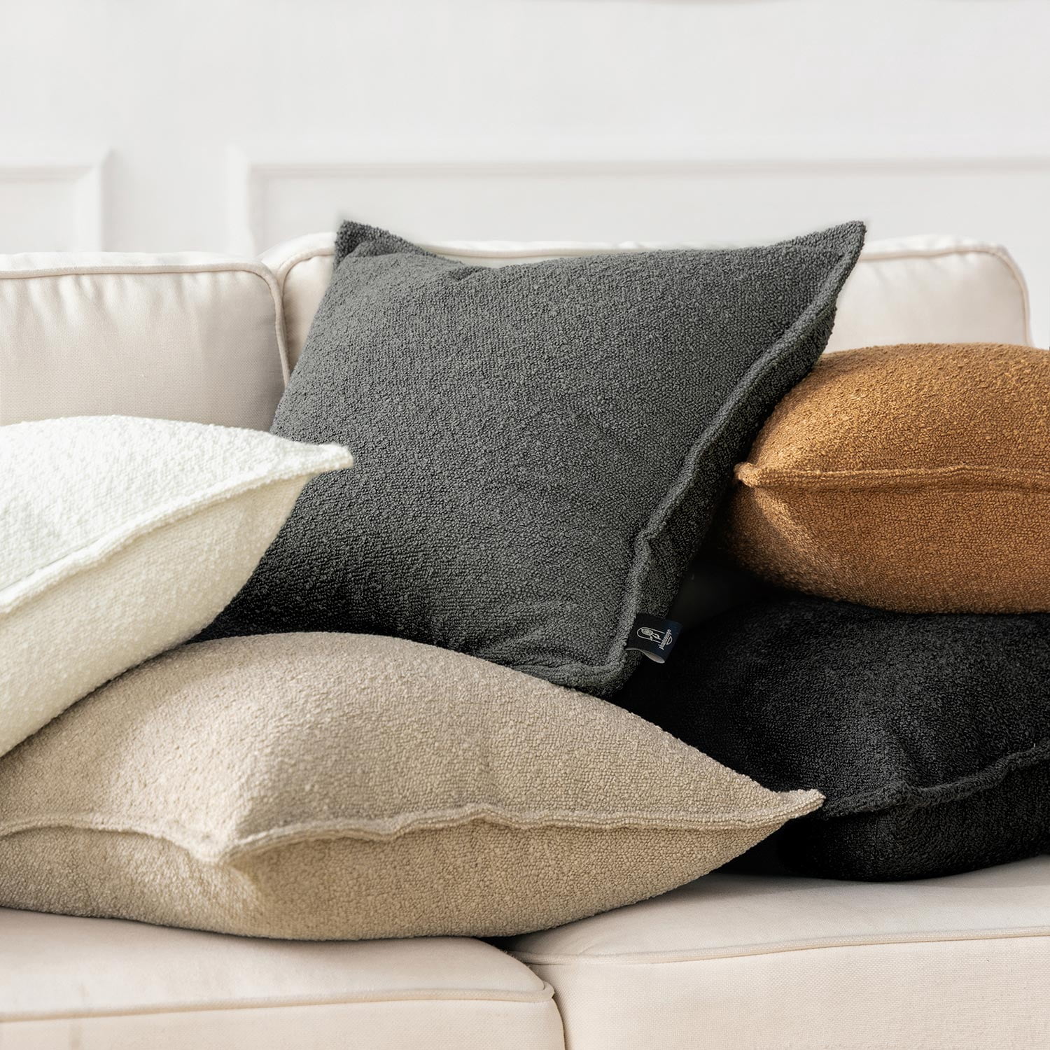 Phantoscope Terry Throw Pillow Square Decorative Pillow, 20"x 20", Black, 1 Pack