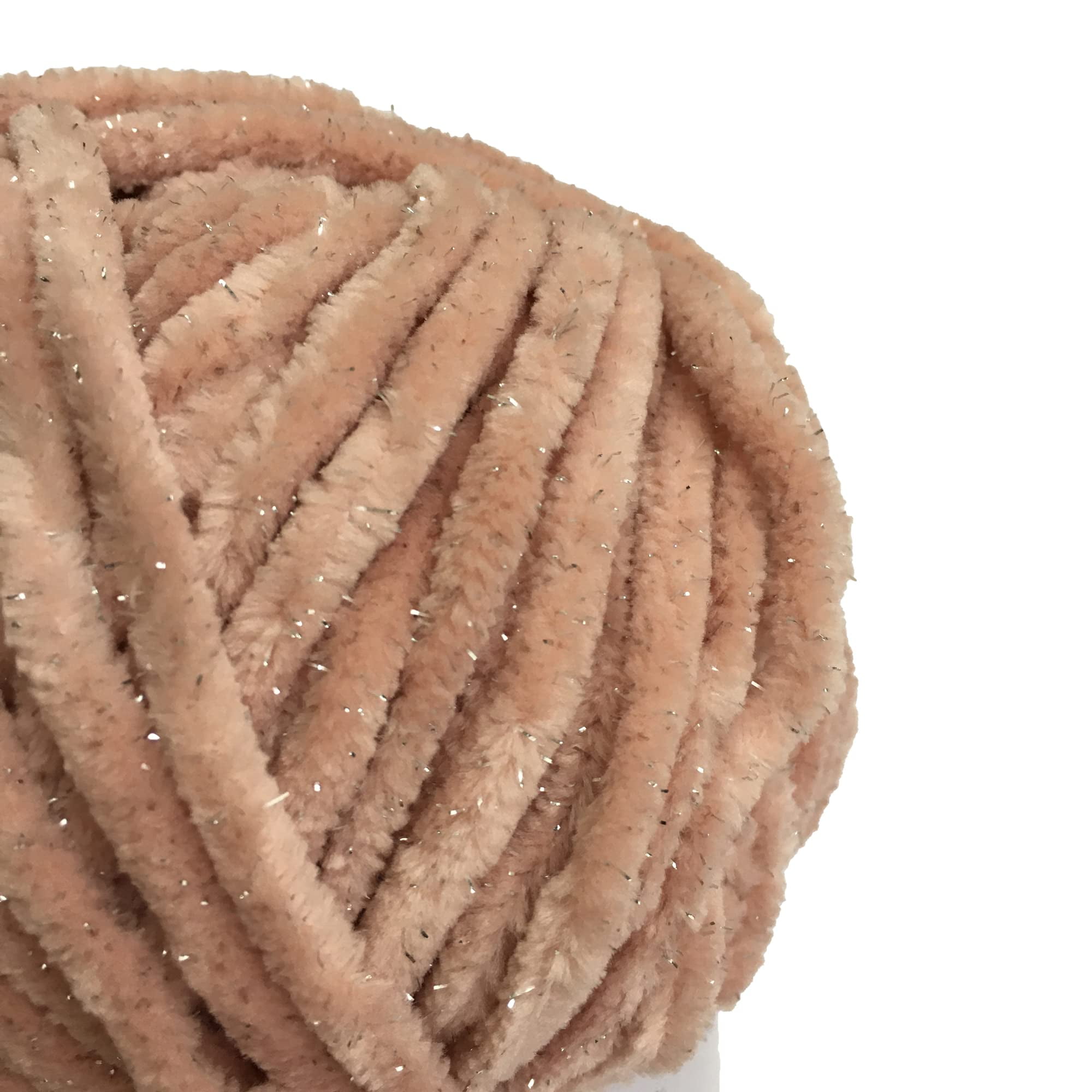 Troyarn Velvet Star (3- Skeins Pack) Silvery Glitter Chenille Baby Blanket Yarn Amigurumi Yarn for Crocheting and Knitting Super Bulky 3x100 gr (3x120 yds) (10442 - Shell, 3 Skein)