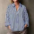 thumbnail image 2 of AnuYalue Striped Shirt for Womens 3/4 Sleeve Casual Boyfriend Blouse Tops Loose Fit Lapel Collar Dressy Work Shirts, 2 of 8