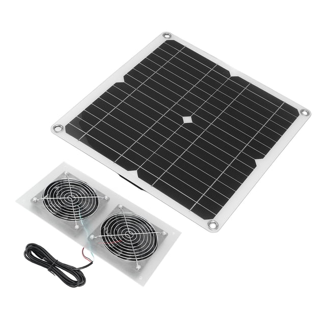 Ventilador solar de 25 W alta velocidad IPX65 resistente al agua bajo nivel de ruido mantiene segura la circulación del aire kit de ventilador dual con energía solar para ANGGREK Otros