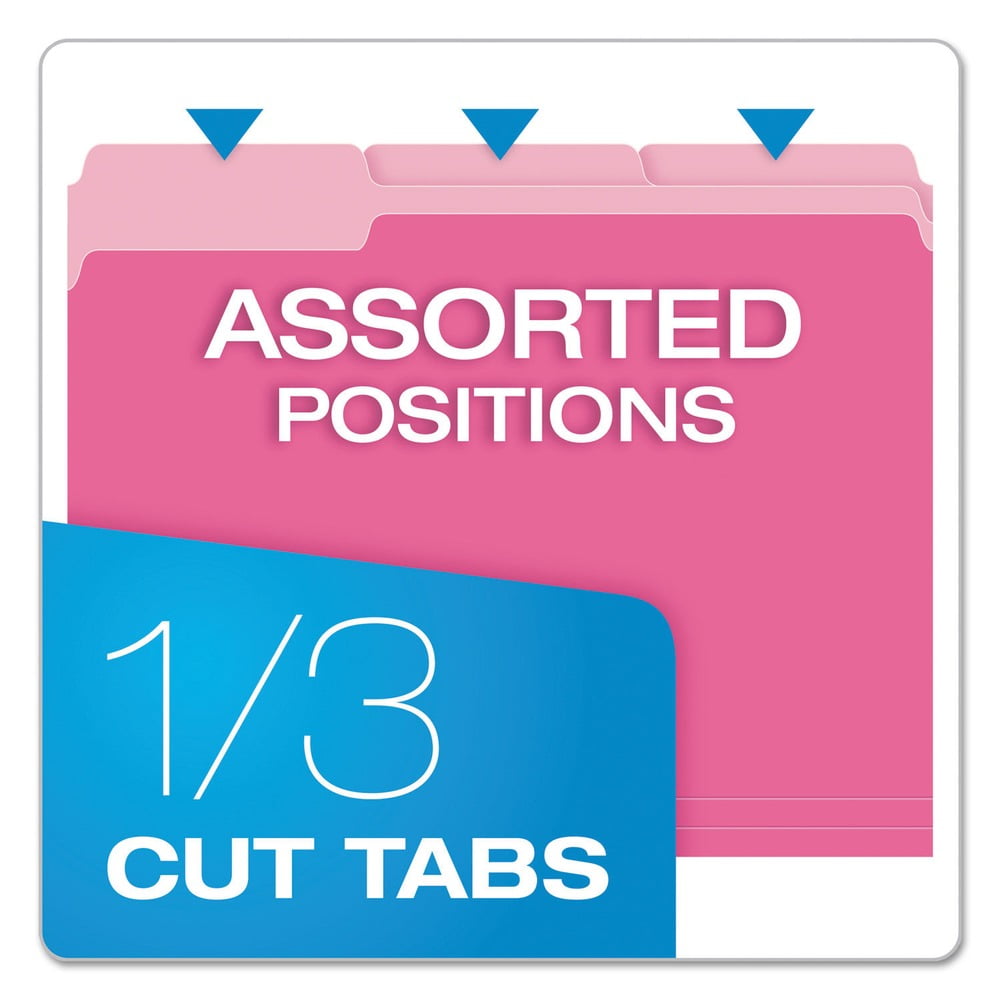 Pendaflex Two-Tone File Folder, Letter Size, 1/3 Cut Tabs, Pink, Pack of 100