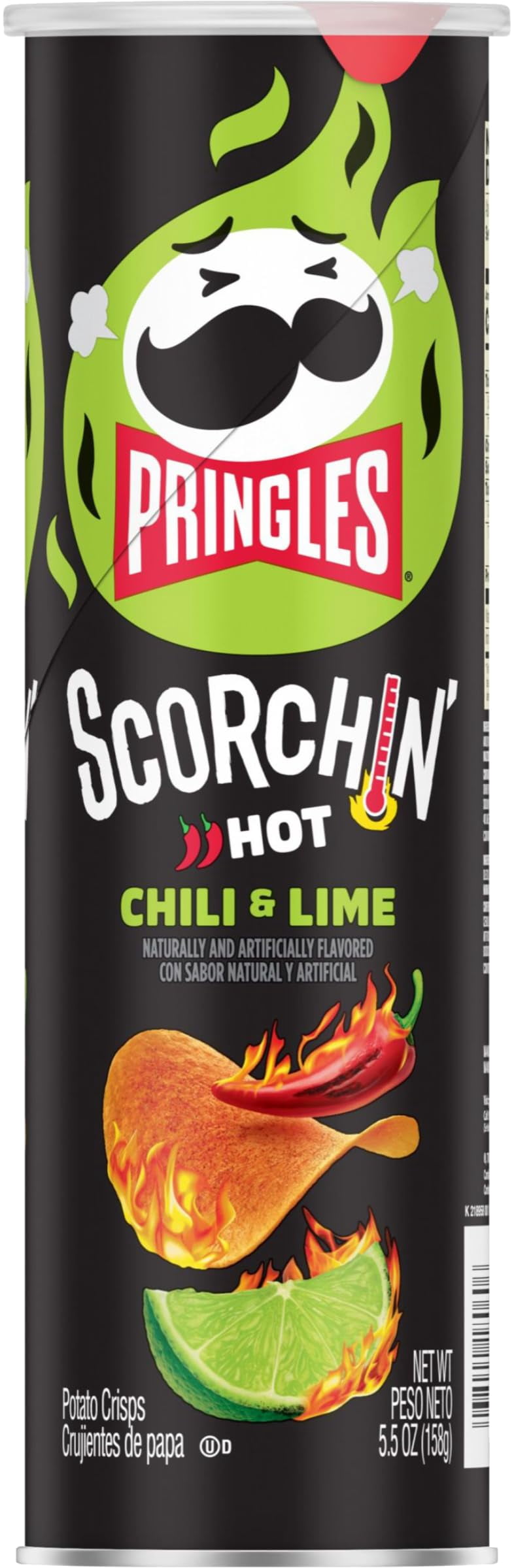 Pringles Scorchin' Chili & Lime Potato Crisps, 5.5 oz (Pack of 2) with By The Cup Mints