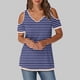 thumbnail image 2 of Tops de Algodón para Mujeres Tira Impresa Manga Corta Cuello en V Fuera Del Hombro, Top de Moda para el Uso Diario, 2 of 9