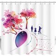 thumbnail image 1 of Vibrant Cherry Blossom Shower Curtain with Heart Portal Design, 1 of 4