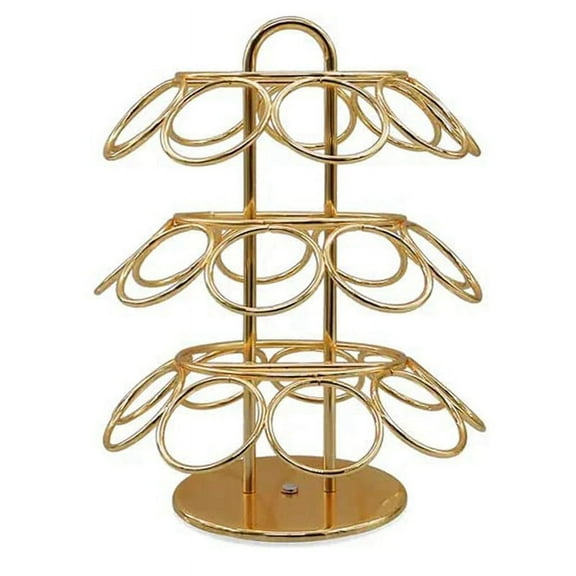 27 Card Positions Pod Carousel Holder - Rotating 360 Degrees Metal Coffee Organizer for