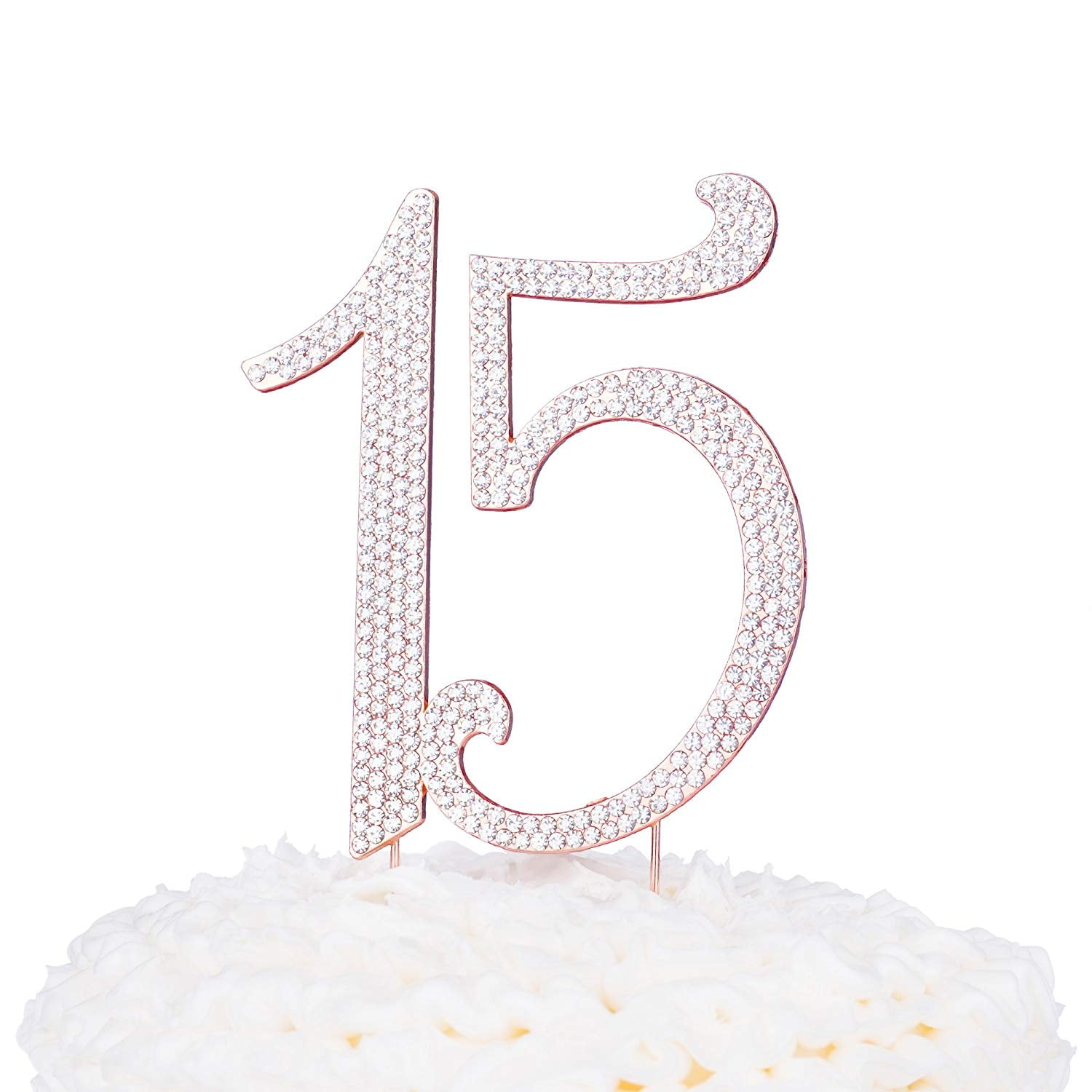 ZYOZI Rose Gold Glitter 15th Anniversary Cake Topper with Diamond Ring  Heart Cake Decorations Set for 15th Wedding Graduations, Retirement Company  Celebration Party - Pack of 5 Cake Topper Price in India -