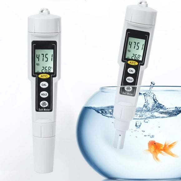 Dioche 0~9999 Mg/L Salinity Meter, Salinity Temperature Meter Salinity Tester, LED LCD Dual Display For Freshwater Aquarium Seawater Aquarium Marine Aquaculture