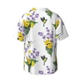 thumbnail image 6 of Lsque Lavender Flowers print Men's Cuban Collar Short Sleeve Shirt Summer Beachwear Casual Button Down Fashionable Vacation Leisure Shirt-3X-Large, 6 of 7