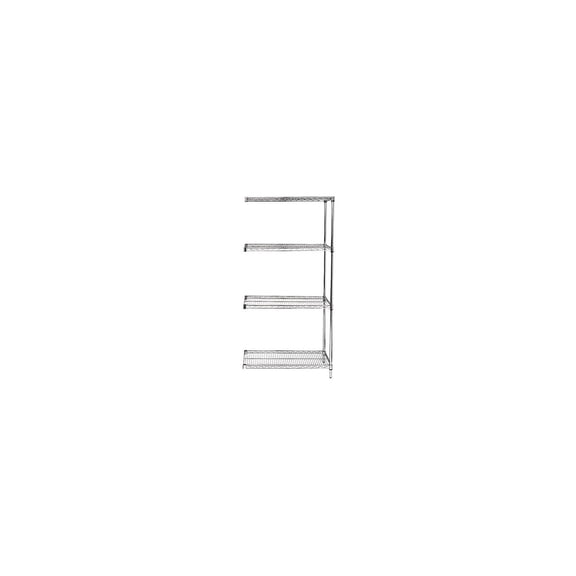 Quantum Storage Systems 4-Shelf Adjustable Open Wire Shelving Add-On Units 74" x 60" x 24" Silver