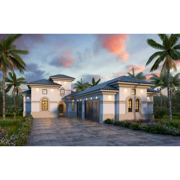 013-3251: Mediterranean Contemporary 4 Bed, 5 Bath Luxury Home Plan, 3251 Sq Ft: Full Blueprints with License to Build by Home Plan Marketplace - Lesuto
