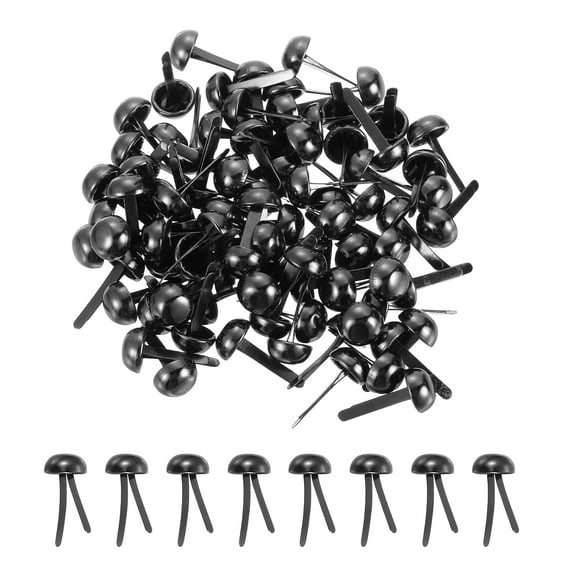 Uxcell 80 Pcs Brads Paper Fasteners, 8 x 17 mm Metal Round Head Split Pins, Prong Brads for Scrapbooking Leather Craft Decorative DIY Supplies, Black