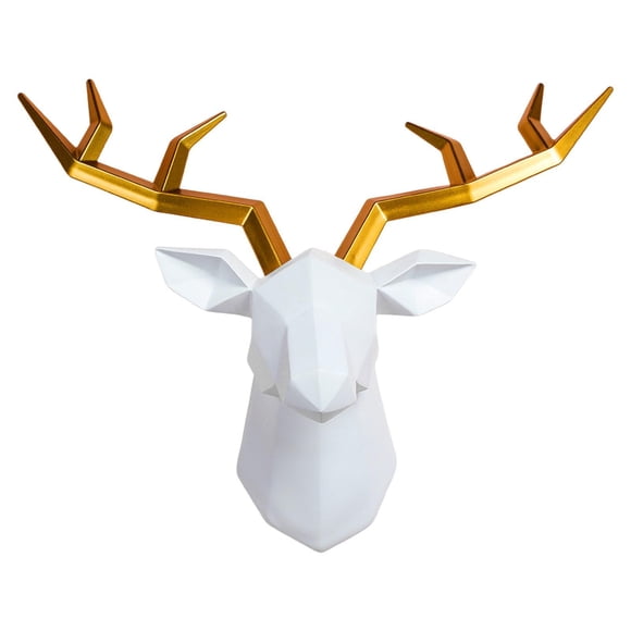 Yuarrent Deer Head Wall Decor Sculpture Farmhouse Statue Geometrical Resin Figurines Decoración del hogar