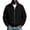 Black, variant on Men's Hoodless Sweatshirt Loose Stand Up Collar Long Sleeve Full-zip Jacket for Comfortable Casual Wear Wine XXL