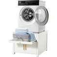 thumbnail image 2 of AECOJOY Laundry Pedestal with Storage Drawer, Heavy Duty Washer and Dryer Stand with Pull-Out Shelf and Drainage, 700 lbs Capacity Shock-Proof Pedestal for Laundry Room, White, 2 of 10