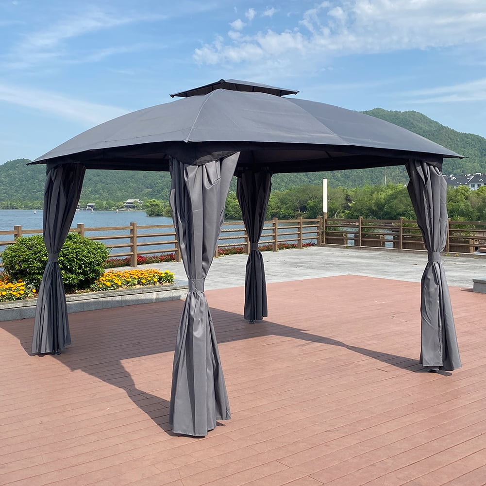 Kadyn 10 x 10 Ft Outdoor Party Tent, Wedding Party Tent with Curtains, Outdoor Canopy Tent for Backyard, Grey Top Kadyn 10 x 10 Ft Outdoor Party Tent, Wedding Party Tent with Curtains, Outdoor Canopy Tent for Backyard, Grey Top